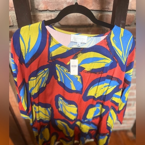 Anthropologie Corey Lynn calter NWT tropical 3/4 sleeve loose top size large - Picture 6 of 6